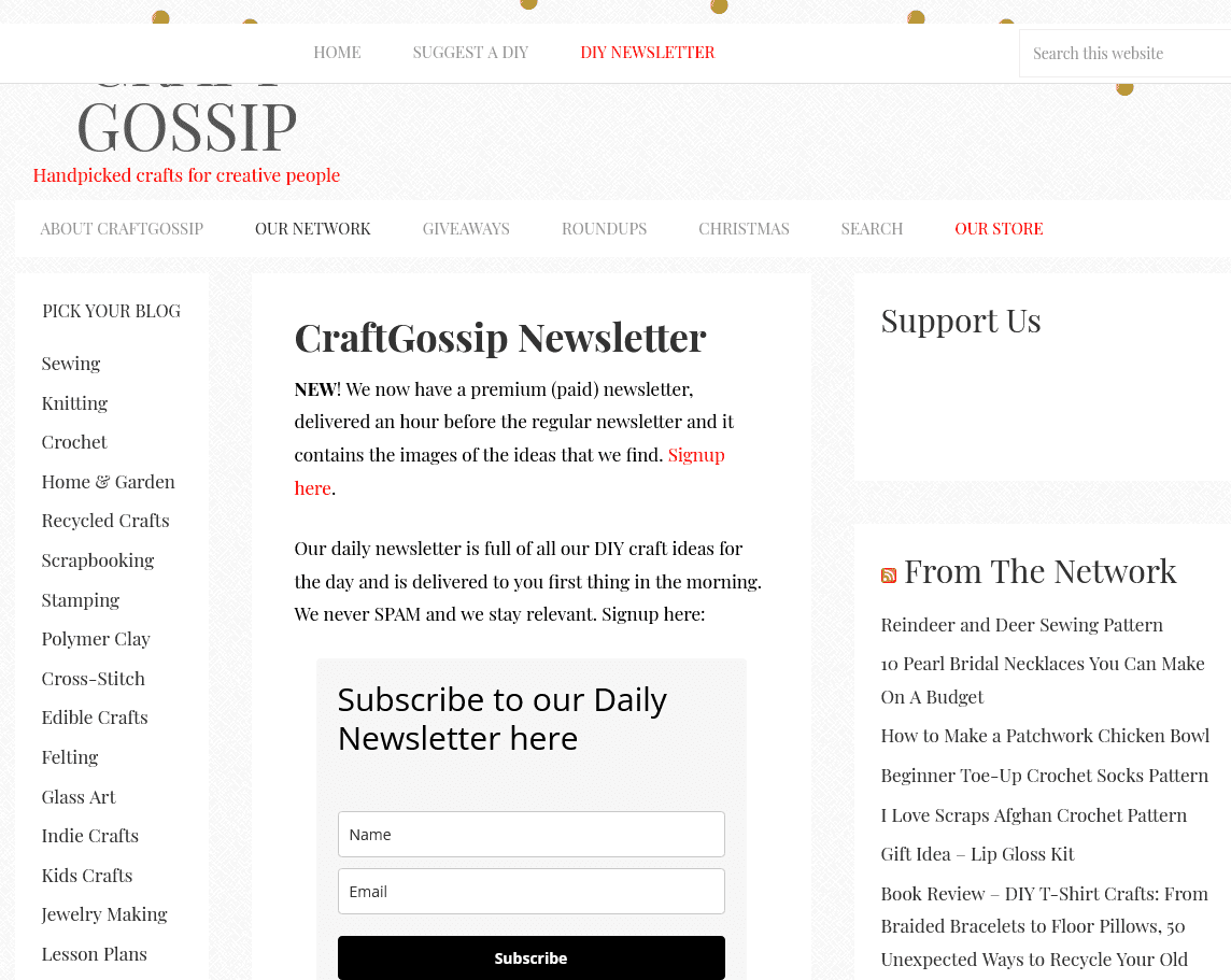 Craft Gossip, a DIY and Craft newsletter