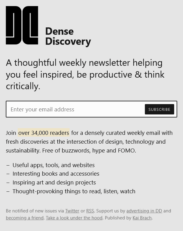 Dense Discovery, a Design newsletter