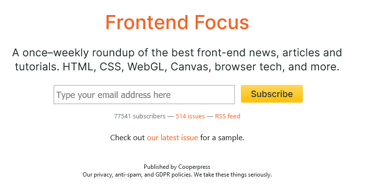 Frontend Focus, a Design newsletter