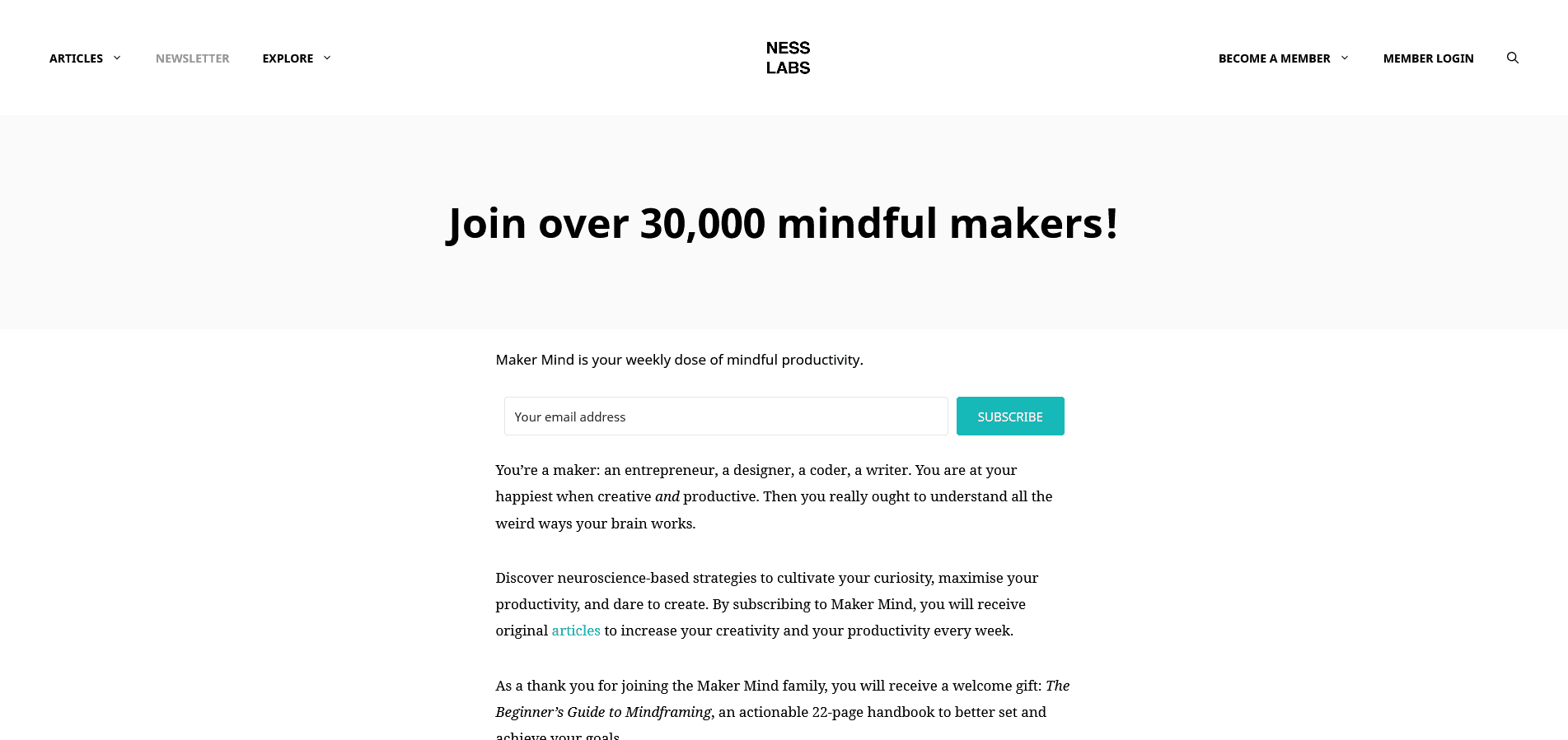 Maker Mind, a Creativity newsletter