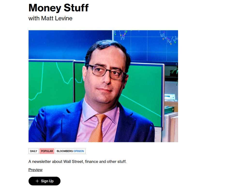 Money Stuff, a Finance newsletter