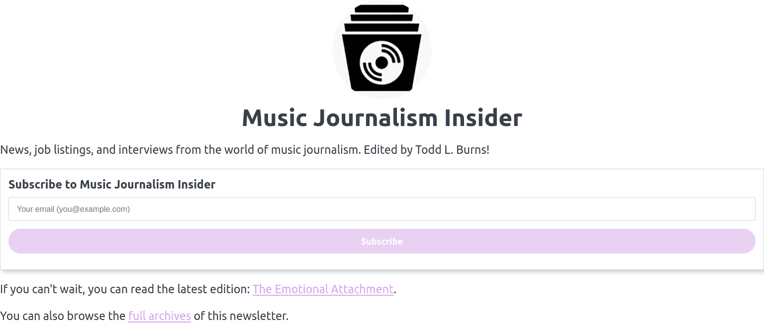 Music Journalism Insider, a Music newsletter