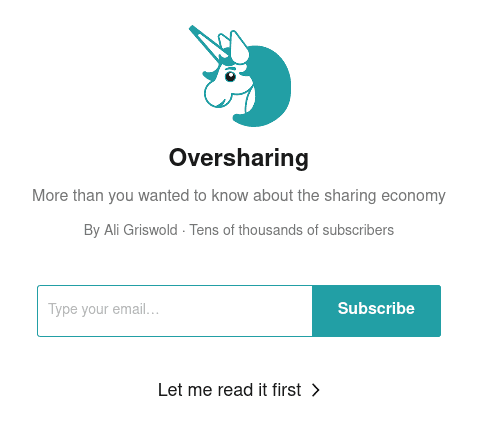 Oversharing, a Finance newsletter